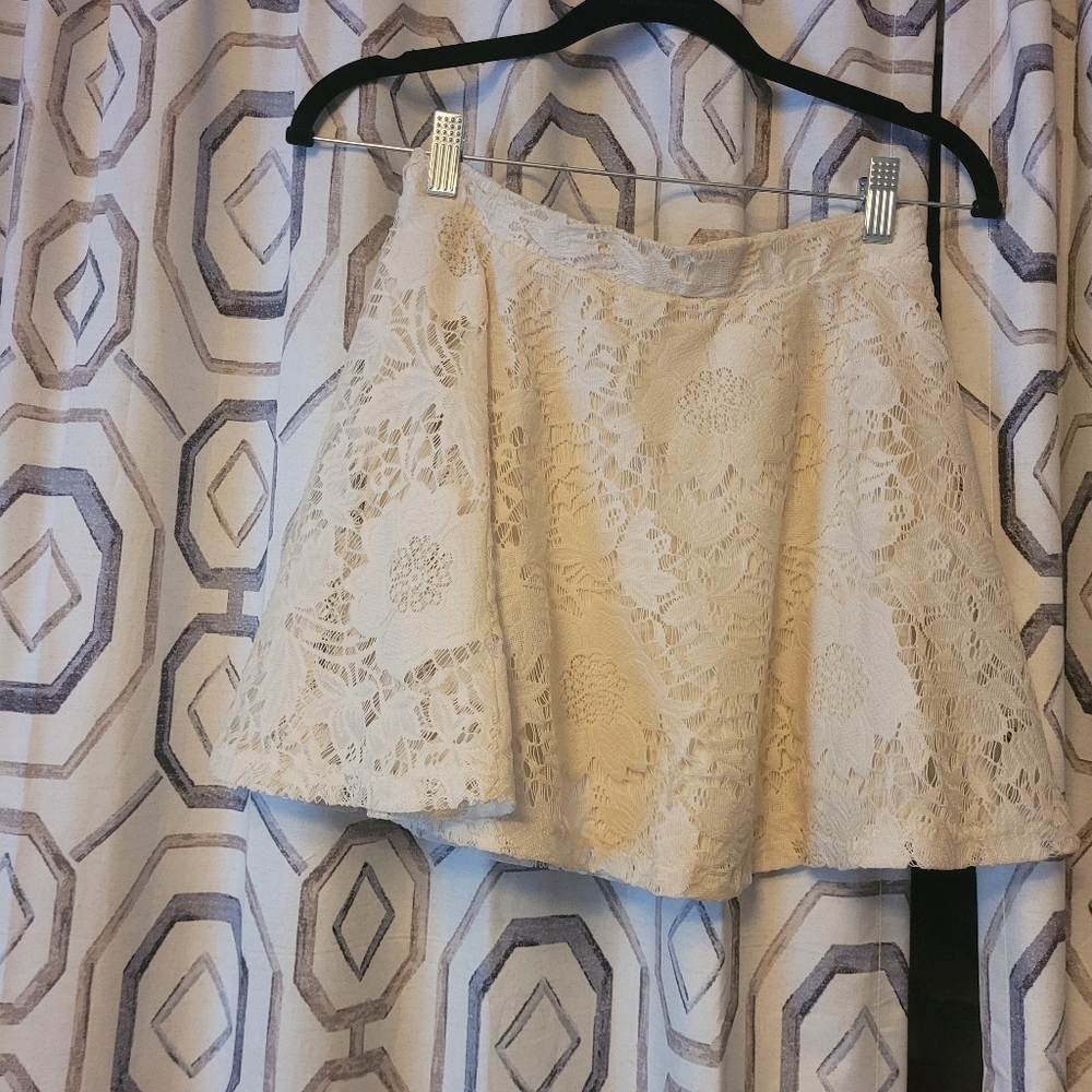 Aeropostale Cream Lace Mini Skirt